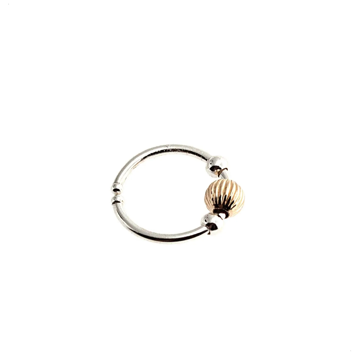 7mm 22 GA Thin Helix Hoop Piercing Earring 14k Gold Silver 3mm Bead Helix Nose Tragus Cartilage Hoop Piercing (SS 7mm Hoop/GF Textured Bead)