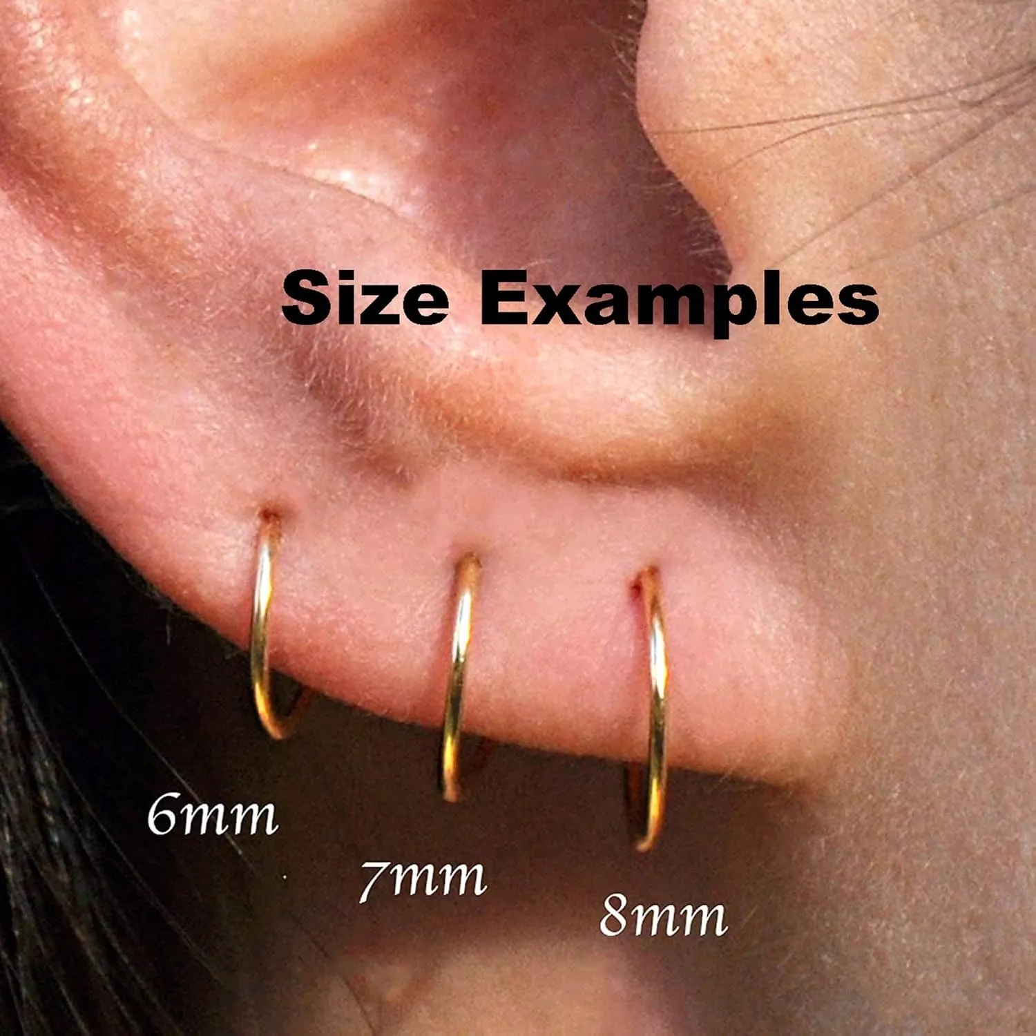 7mm 22 GA Very Small Gold Filled Blue Opal Hoop Huggie Piercing Earring, SINGLE Hoop for ONE Nose or Helix, Cartilage, 2nd Ear Piercing (GF 7mm / Blue Opal)