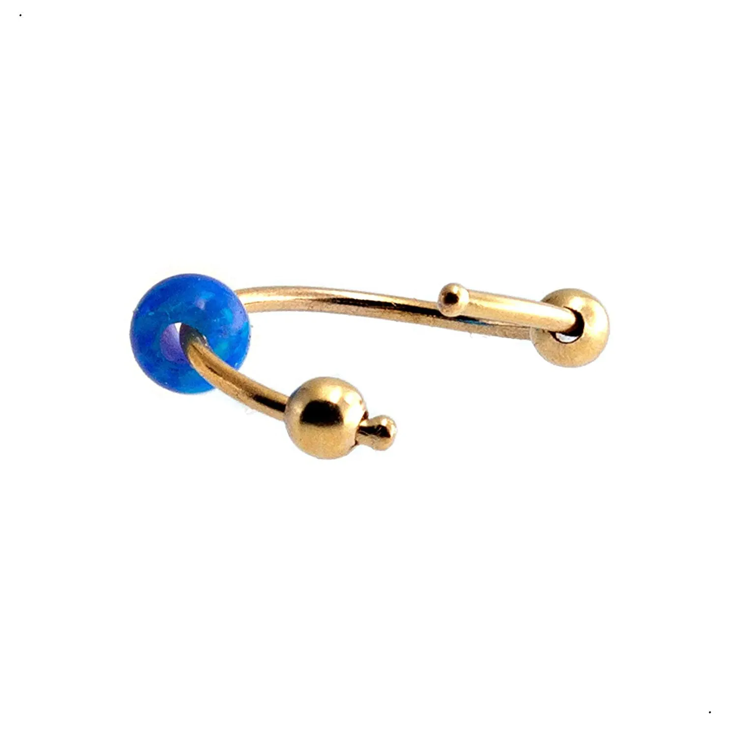 7mm 22 GA Very Small Gold Filled Blue Opal Hoop Huggie Piercing Earring, SINGLE Hoop for ONE Nose or Helix, Cartilage, 2nd Ear Piercing (GF 7mm / Blue Opal)