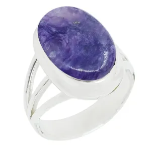 925 Starling Silver Rings for Women & Girls Handmade Jewelry for gift 10x14 Oval Ring Boho Ring (GG_R1219) (Charoite)