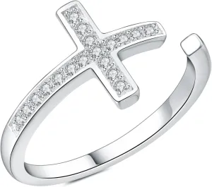 925 Sterling Silver Cross Toe Ring, Adjustable Band, Hypoallergenic Foot Jewelry for Women