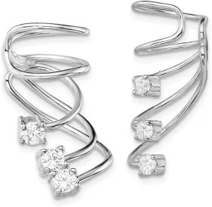 925 Sterling Silver Cubic Zirconia Cuff Earrings Fine Jewelry For Women Gifts For Her