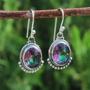 925 Sterling Silver Earring For Women mystic quartz earring jewelry new year gift for woman/girl/wife/sister oval shape earring