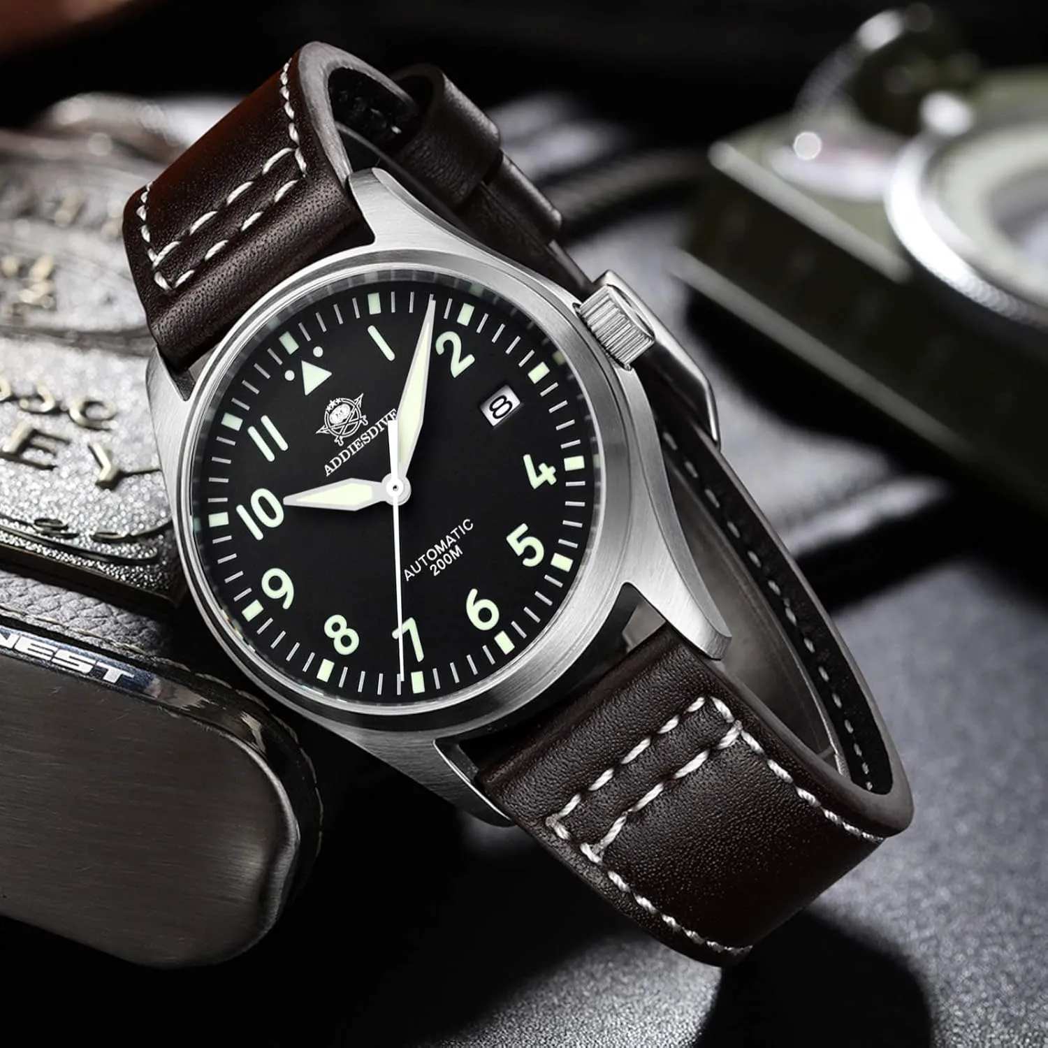 ADDIESDIVE Automatic Watches for Men Stainless Steel NH35A Movement Diver 200 M Luminescent Dial