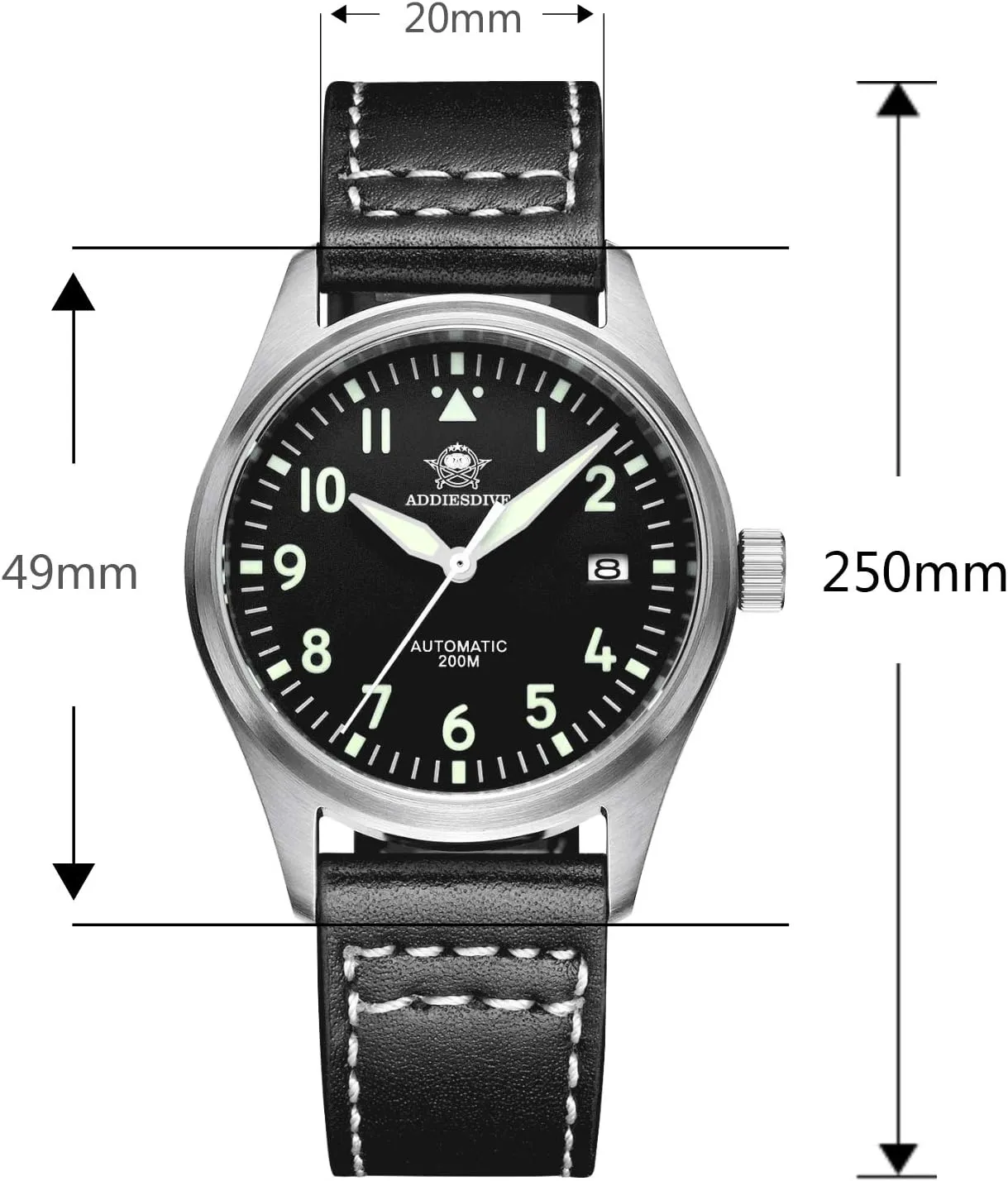 ADDIESDIVE Automatic Watches for Men Stainless Steel NH35A Movement Diver 200 M Luminescent Dial