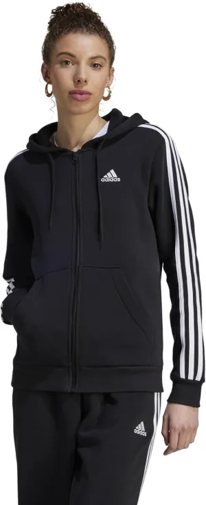 adidas Women's Essentials Full-Zip Hoodie, Black/White, X-Small