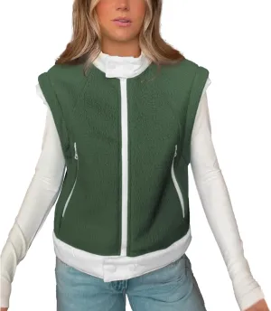 Ainangua Women Fuzzy Moto Fleece Vest Oversized Zip Up Sleeveless Sherpa Jacket Lightweight Warm Vest Top Outerwear