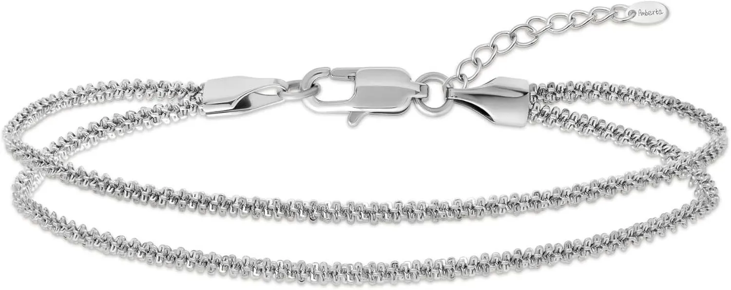 Amberta Silver Gold Waterproof Ankle Bracelets for Women | Boho Layered Anklets for Women | Summer Jewelry, Adjustable Ankle Chain Beaded Rope Heart