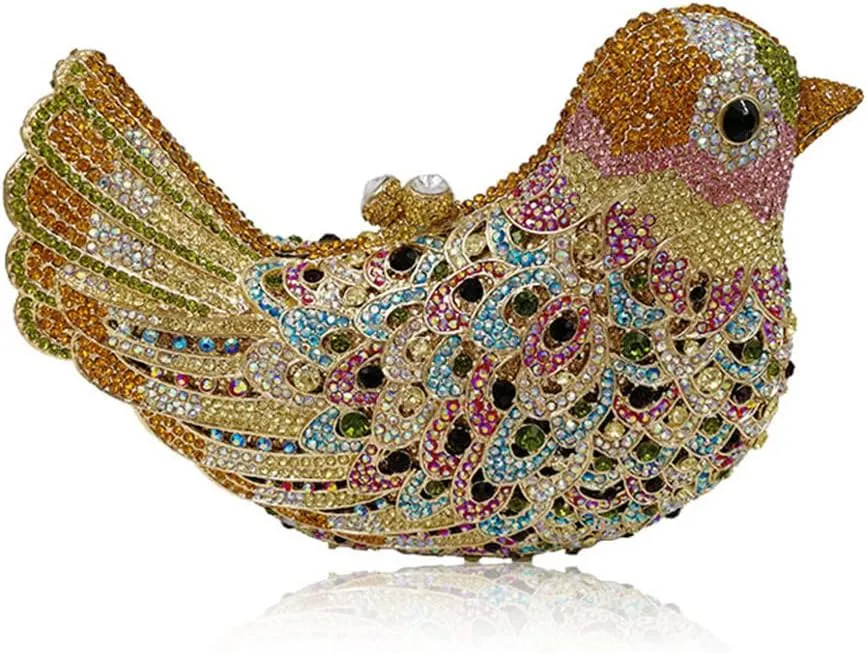 Animal Bird Women Evening Bags Colourful Crystal Clutch Bag Ladies Evening Bag Party Hard Case Bags Wedding Purse