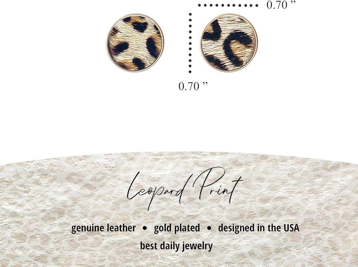 Animal Print Stud Earrings for Women  Leopard, Jaguar, Zebra, Snakeskin  Genuine Leather  Round, Oval, Teardrop - Fashion Statement Earrings - Gift Box Included