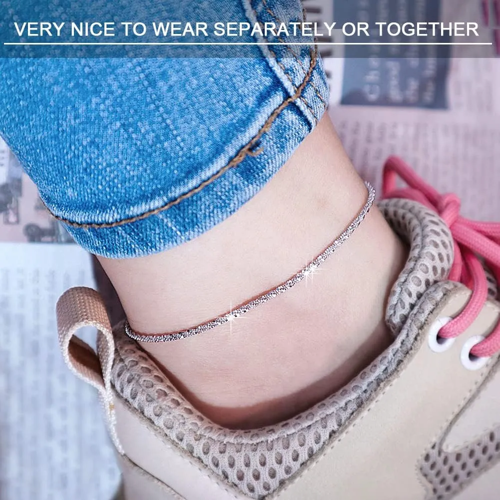 Ankle Bracelets for Women,18K Gold Plated Layered Beads Snake Chain Anklet for Women,Summer Beach Dainty Anklets Foot Jewelry Gift