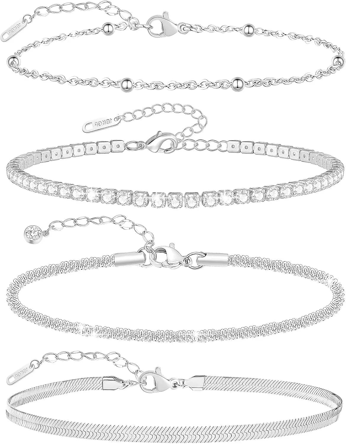 Ankle Bracelets for Women,18K Gold Plated Layered Beads Snake Chain Anklet for Women,Summer Beach Dainty Anklets Foot Jewelry Gift
