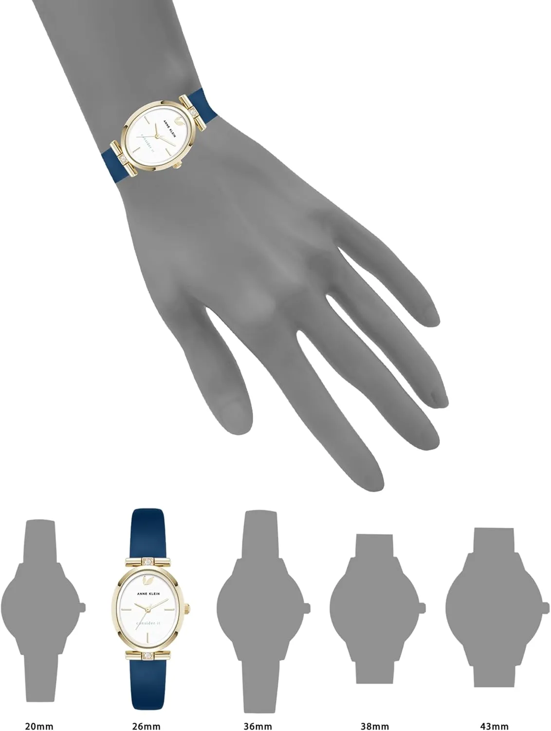 Anne Klein Women's Premium Crystal Accented Sustainable Leather Strap Watch