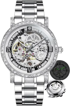 Automatic Mechanical Watch Hollowed Out Waterproof Retro Carved Fashionable Mens Watches