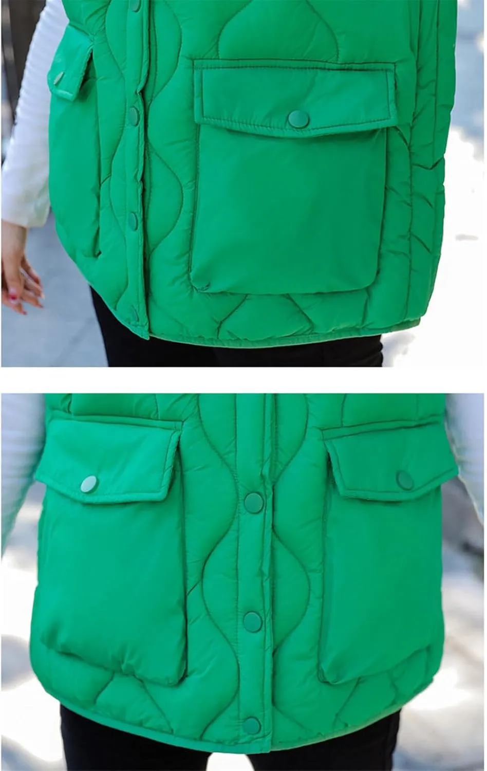 Autumn Winter Women's Solid Color Short Stand Collar Vest Jacket Cotton Padded Coat Women Warm Waistcoat