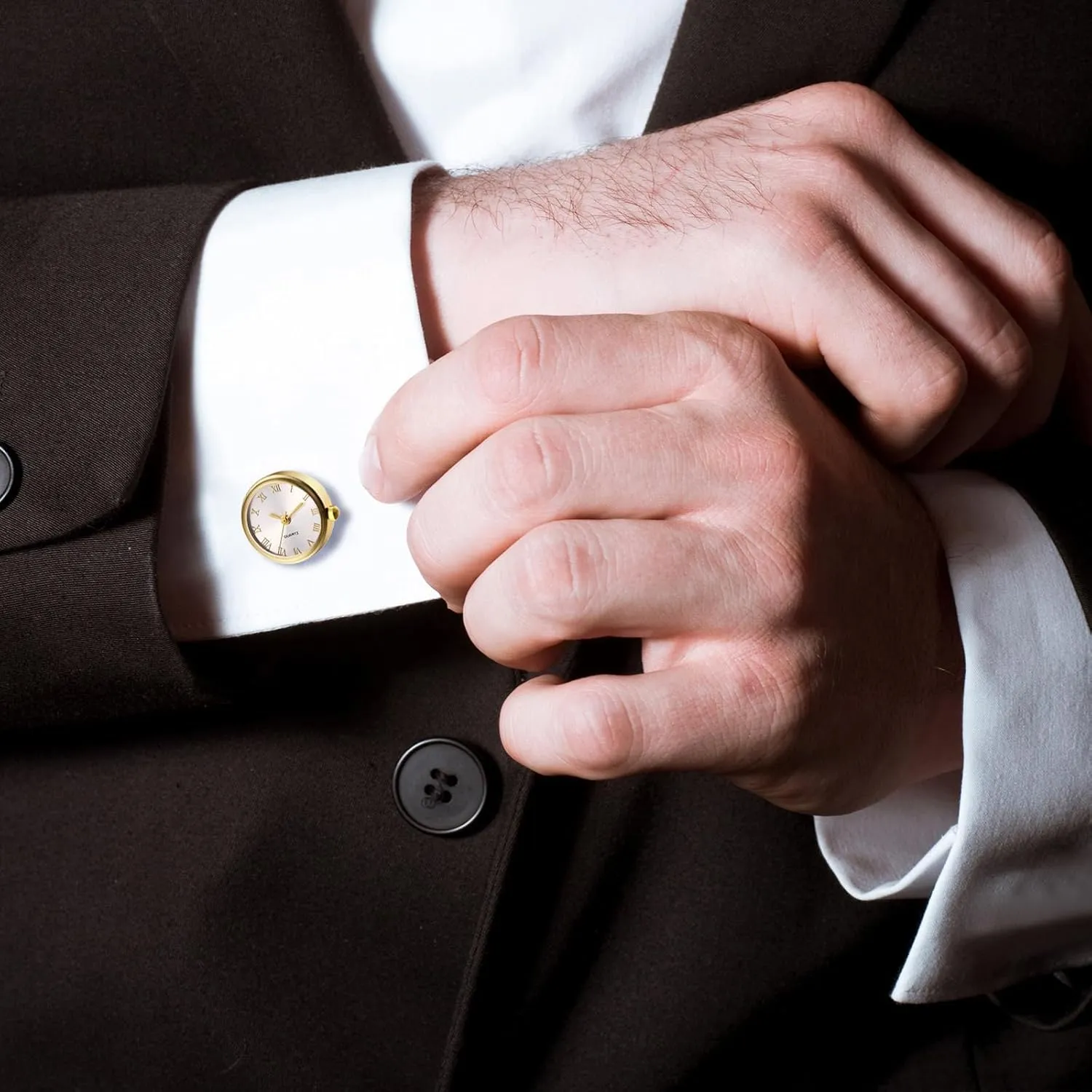 Avaner Men's Clip Cufflinks Watches: Analog Quartz Working Pocket Watch Gold Silver