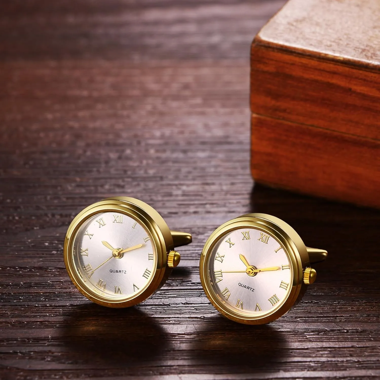Avaner Men's Clip Cufflinks Watches: Analog Quartz Working Pocket Watch Gold Silver