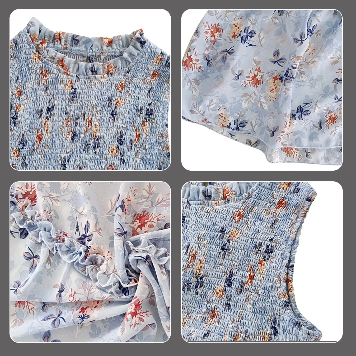 AVSMGP Women's 2023 Summer Casual Boho Floral Printed Spaghetti Strap Round Neck Ruffle A Line Swing Beach Mini Dress
