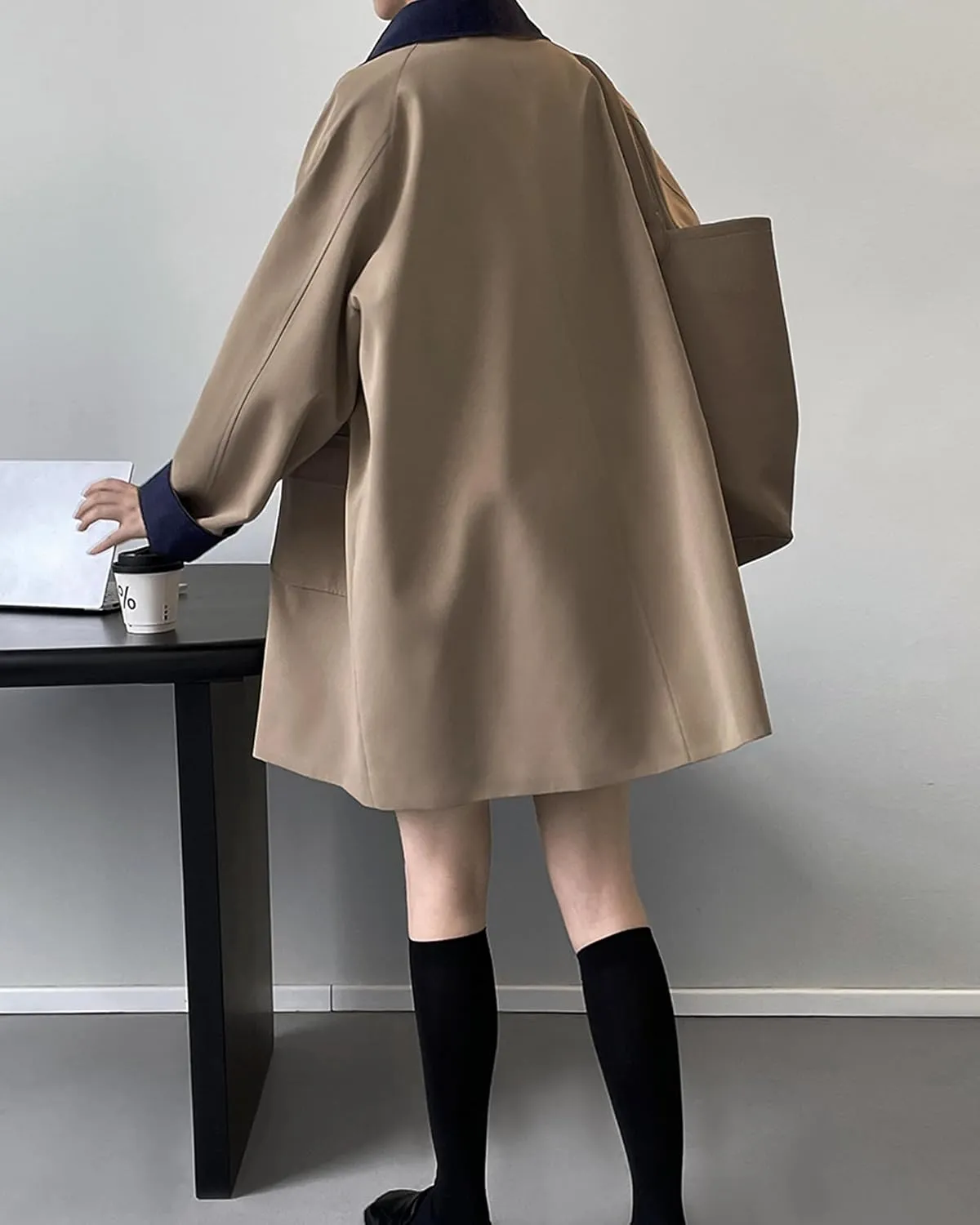 Babalet Women's Trench Coat Zip Up Button Windproof Classic Turn-down Collar Lightweight Trench Jacket Women Long Outerwear