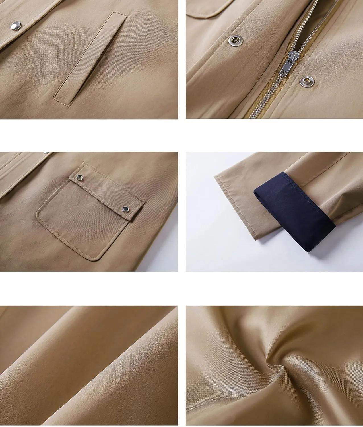 Babalet Women's Trench Coat Zip Up Button Windproof Classic Turn-down Collar Lightweight Trench Jacket Women Long Outerwear
