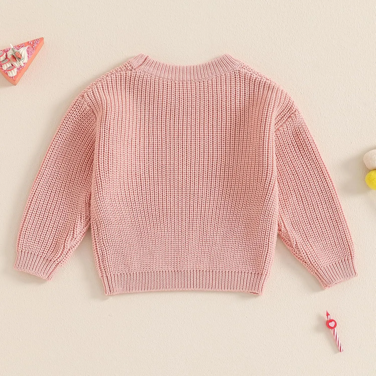 Baby Girl Cute Letter Balloon Embroidery Long Sleeve Oversized Sweater Toddler Birthday Fall Winter Outfits