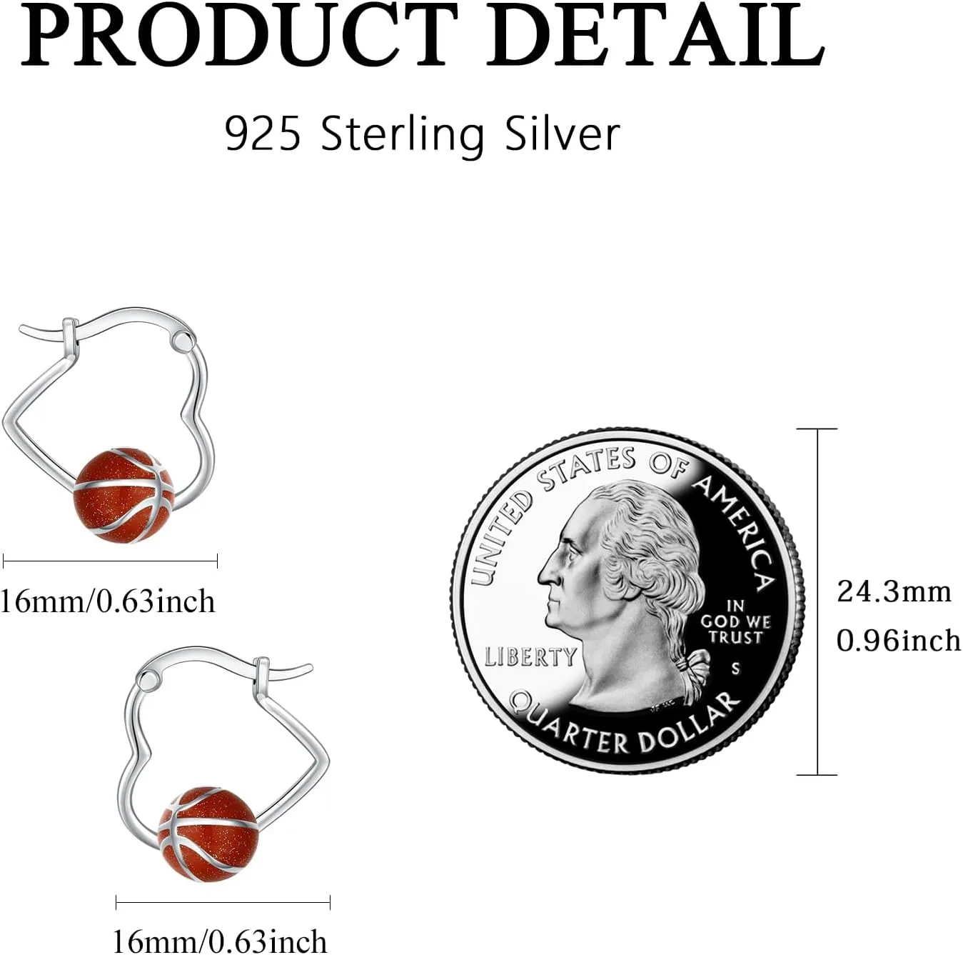 Ball Earrings 925 Sterling Silver Sport Heart Hoop Earrings Ball Jewelry Hypoallergenic Sports Gift for Women