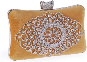 Banquet Wedding Lady Handbags With Rhinestones Purse Diamonds Velvet Women Small Clutch Bag