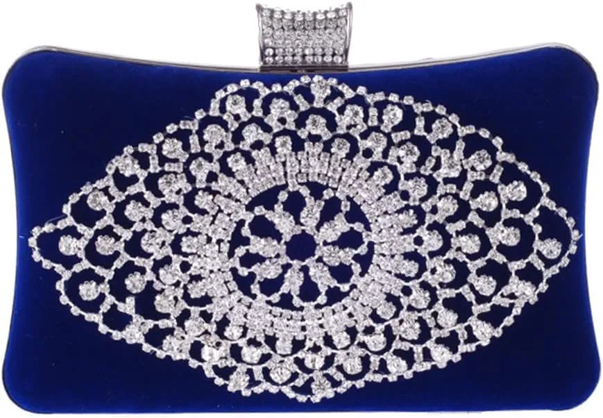 Banquet Wedding Lady Handbags With Rhinestones Purse Diamonds Velvet Women Small Clutch Bag