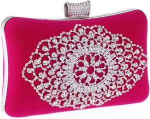 Banquet Wedding Lady Handbags With Rhinestones Purse Diamonds Velvet Women Small Clutch Bag
