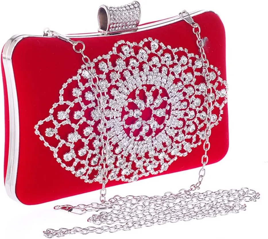 Banquet Wedding Lady Handbags With Rhinestones Purse Diamonds Velvet Women Small Clutch Bag