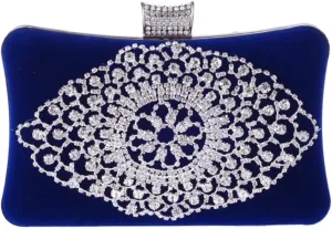 Banquet Wedding Lady Handbags With Rhinestones Purse Diamonds Velvet Women Small Clutch Bag
