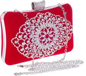 Banquet Wedding Lady Handbags With Rhinestones Purse Diamonds Velvet Women Small Clutch Bag