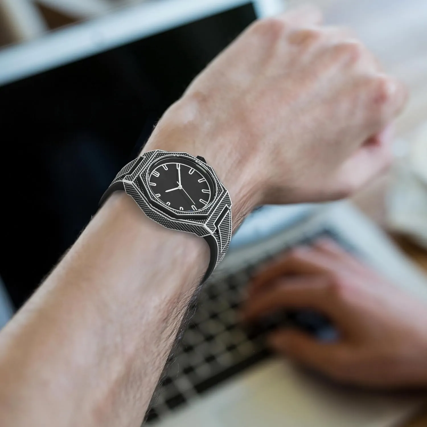 BARAMON Watches for Men Fashion Sketch Anime Series Quartz Analog Watch Stylish Creative Minimalist Casual Men's Wristwatch Waterproof Sport Silicone Band