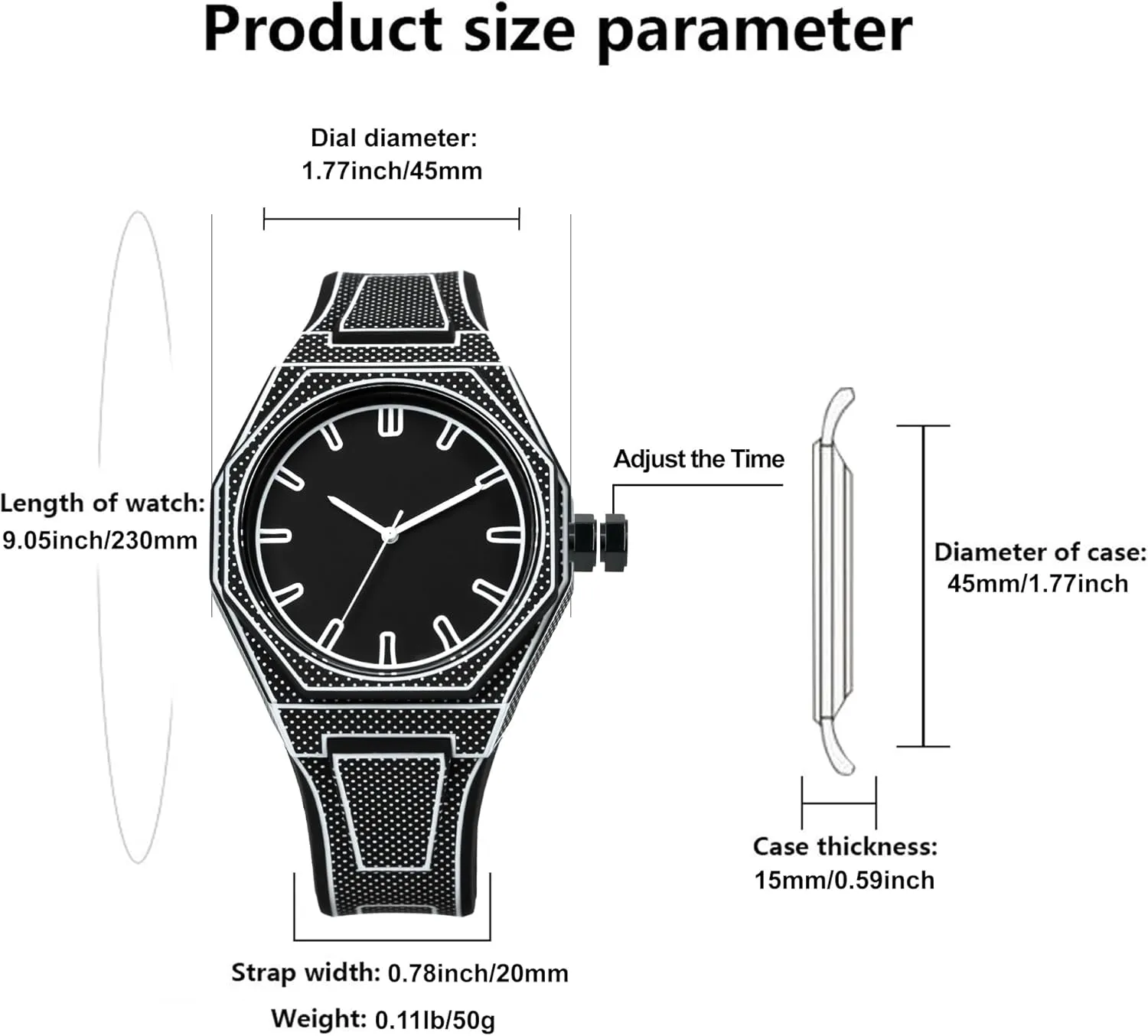 BARAMON Watches for Men Fashion Sketch Anime Series Quartz Analog Watch Stylish Creative Minimalist Casual Men's Wristwatch Waterproof Sport Silicone Band