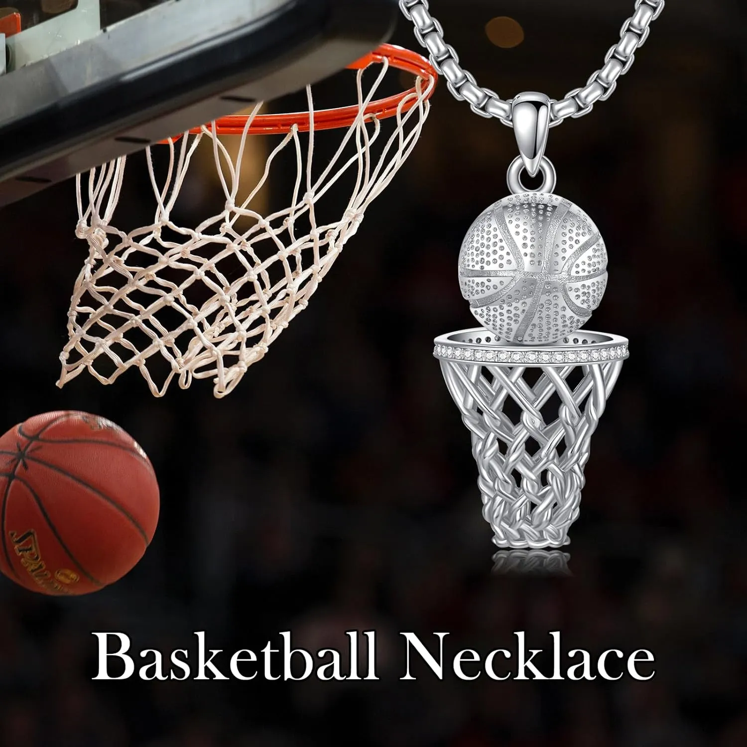 Baseball Football Soccer Basketball Pendant Necklace 925 Sterling Silver Sports Jewelry for Men