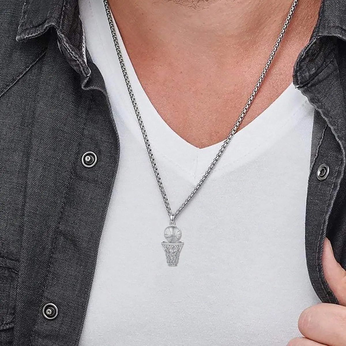 Baseball Football Soccer Basketball Pendant Necklace 925 Sterling Silver Sports Jewelry for Men