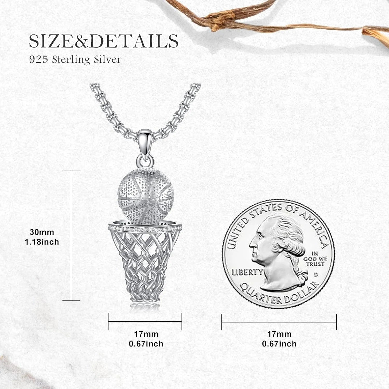 Baseball Football Soccer Basketball Pendant Necklace 925 Sterling Silver Sports Jewelry for Men