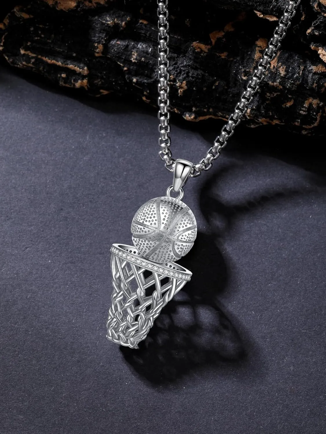 Baseball Football Soccer Basketball Pendant Necklace 925 Sterling Silver Sports Jewelry for Men