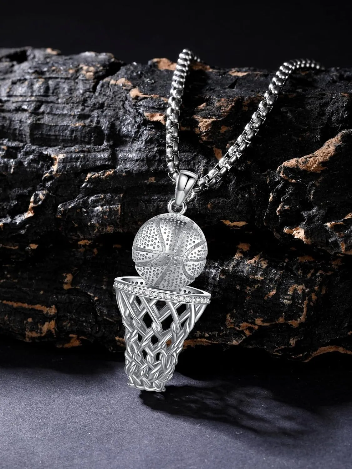 Baseball Football Soccer Basketball Pendant Necklace 925 Sterling Silver Sports Jewelry for Men