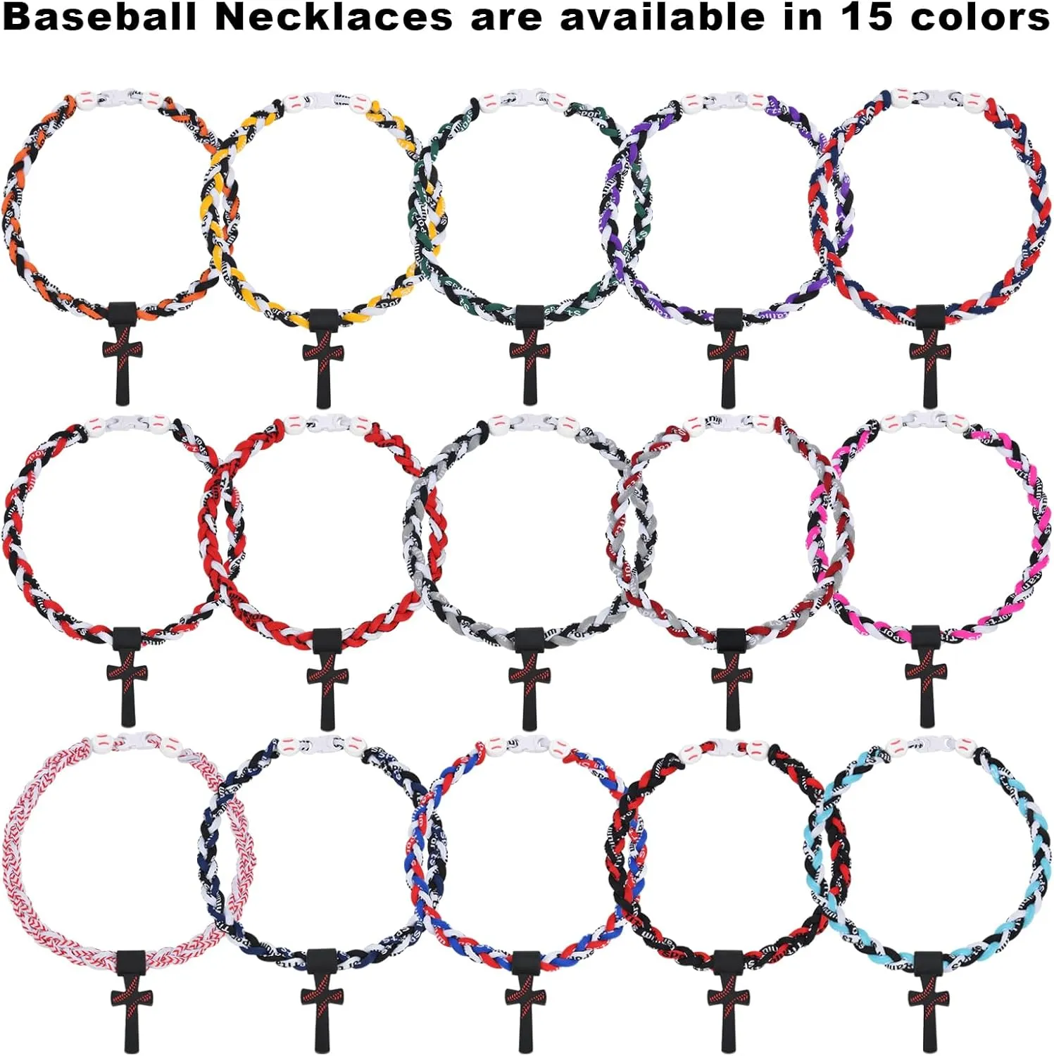 Baseball Necklaces for Boys, Baseball Necklace Three-Braid Rope Tornado Cross Necklace Sports Titanium Necklace Baseball Rope Necklace