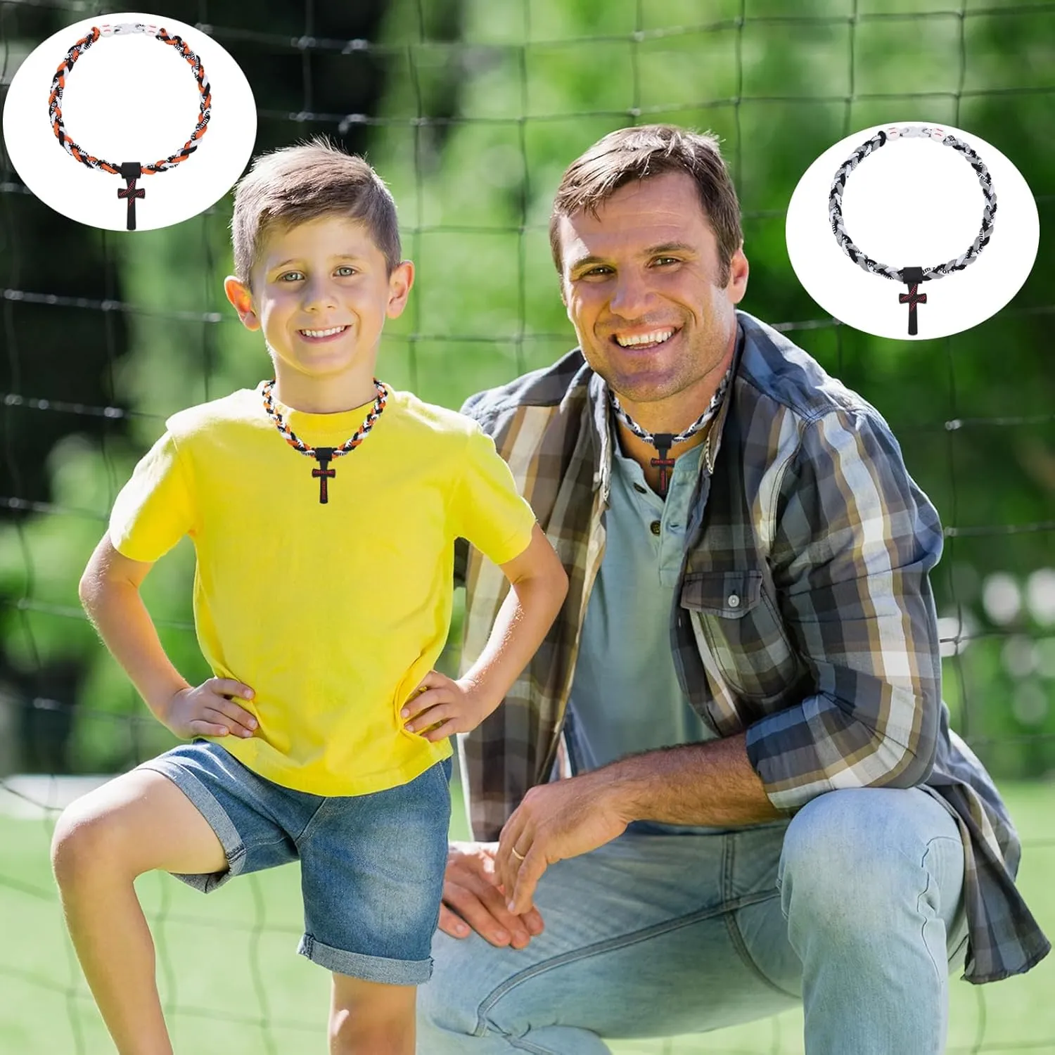 Baseball Necklaces for Boys, Baseball Necklace Three-Braid Rope Tornado Cross Necklace Sports Titanium Necklace Baseball Rope Necklace