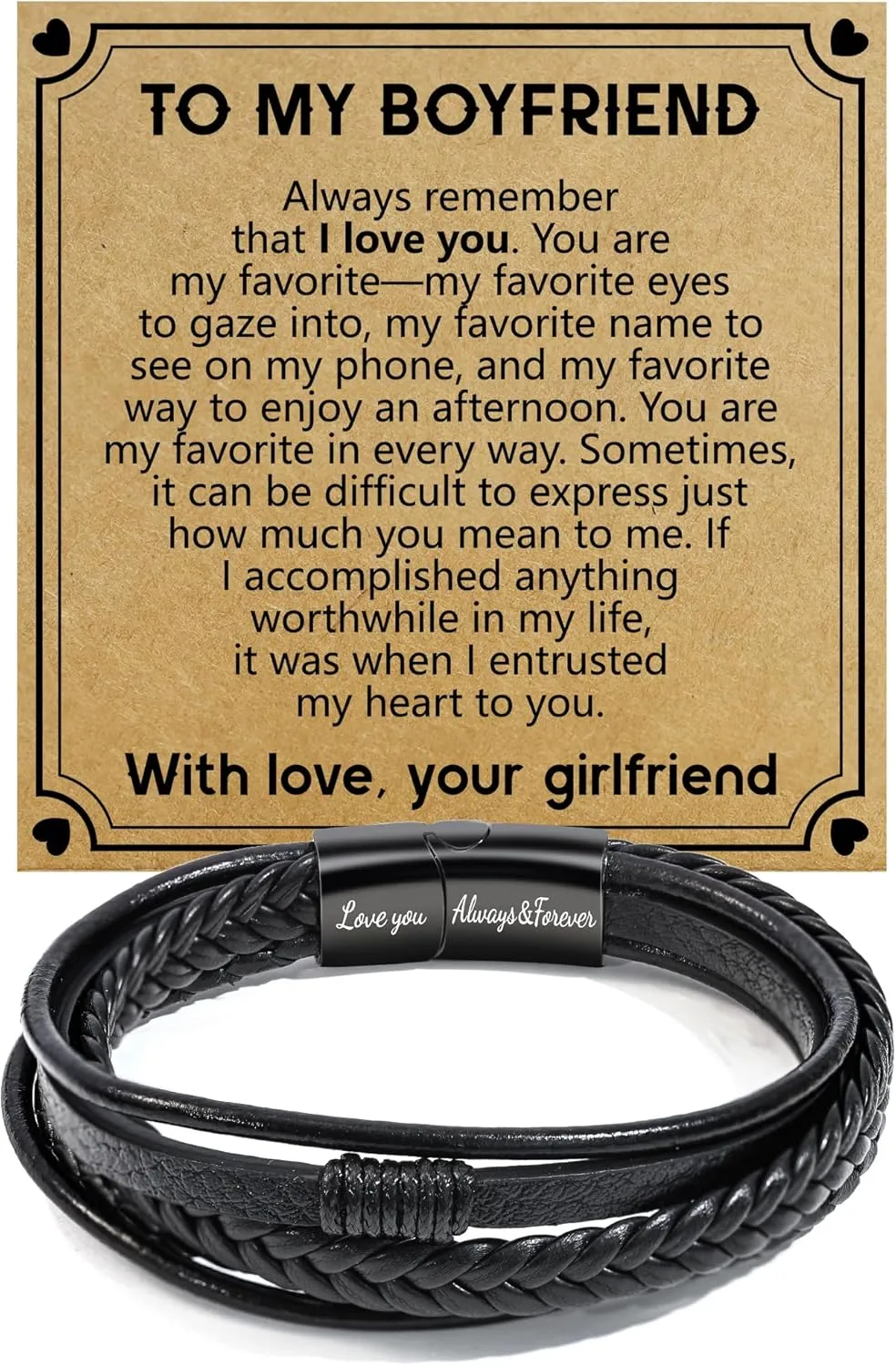 BAYLAY Leather Bracelet Gifts for Men - Multi-Layer Braided Leather Bracelet Genuine Leather Bracelet Mens Leather Bracelet Brithday Christmas Gifts Mens Gifts for Dad Husband Brother