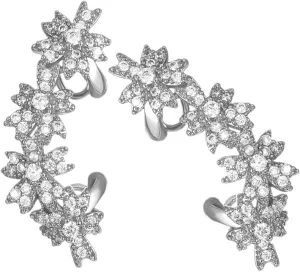 Beaupretty 1Pair Flower Ear Cuff Earrings for Women Non Piercing Floral Ear Clips Elegant Jewelry for Parties Weddings and Special Occasions Comfortable and Easy to Wear