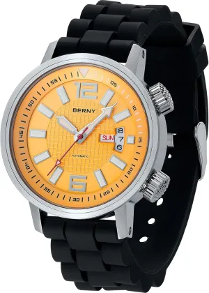 BERNY Automatic Mechanical Dive Watch for Men Self Winding Sport Silicon Strap Wristwatches Waterproof 20ATM Sapphire Glass Scratch Resistant Super LuminousNo Battery Required