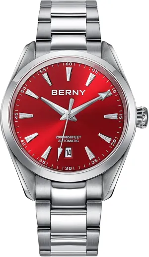 BERNY Automatic Watch for Men NH35 Movement Mechanical Watches with Screw-in Crown 20ATM Waterproof Sapphire Glass Stainless Steel Wristwatch Super Luminous