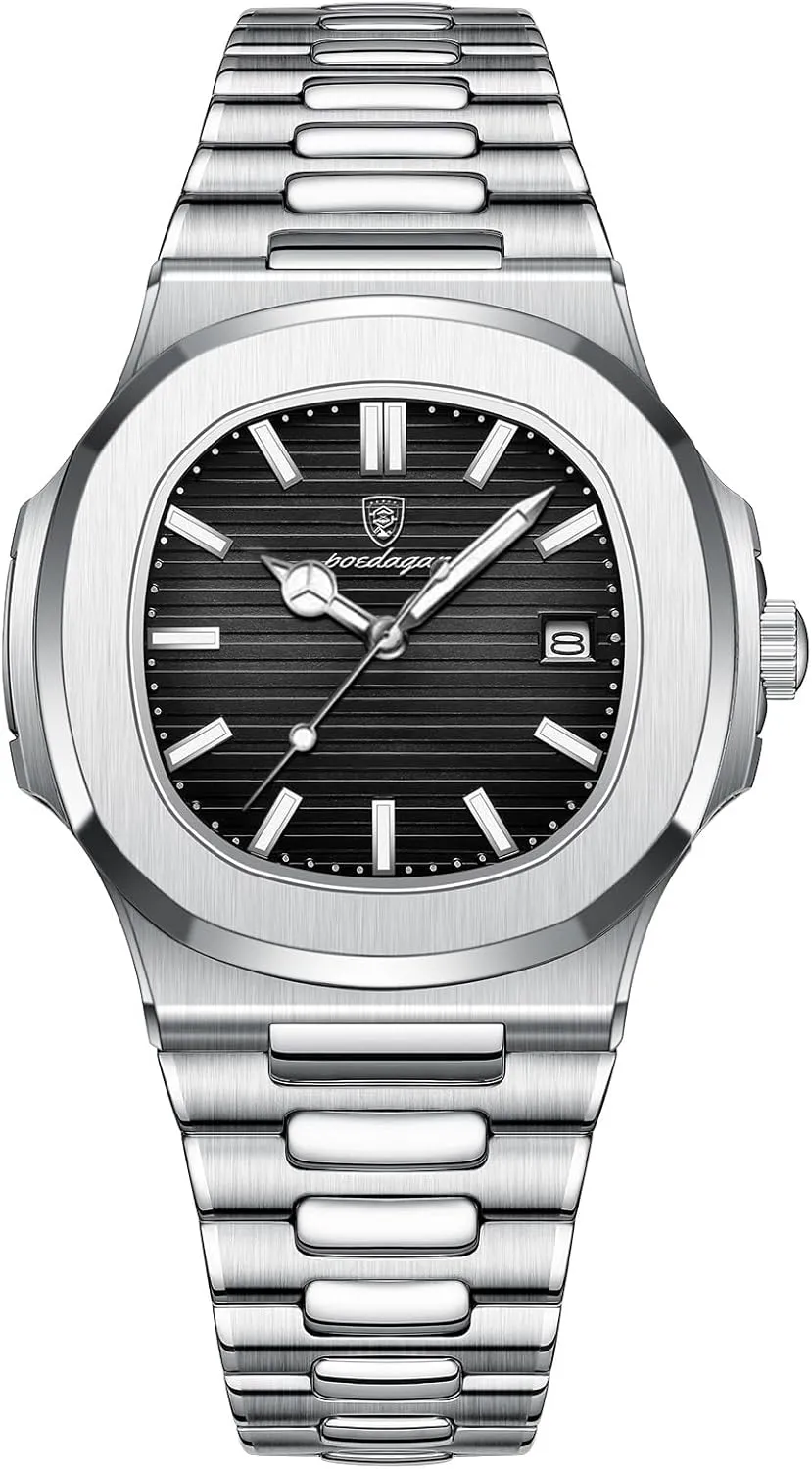 BESTKANG Men Quartz Movement WatchWaterproof Luminous Men's Watch, Stainless Steel Strap Business Watches