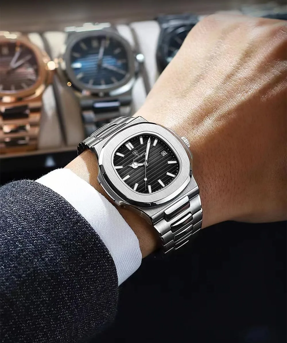 BESTKANG Men Quartz Movement WatchWaterproof Luminous Men's Watch, Stainless Steel Strap Business Watches