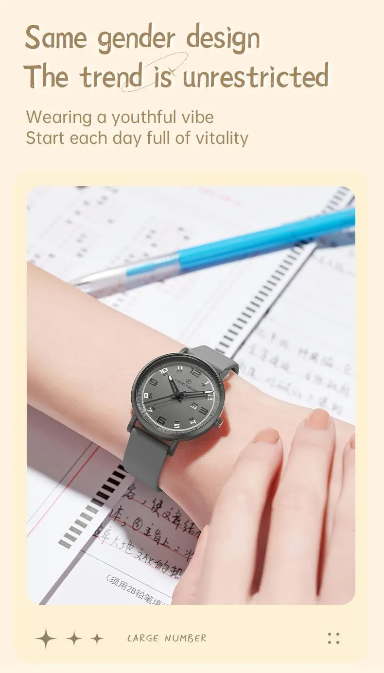 BESTKANG Minimalist Digital Men's Quartz Watch Waterproof Casual Teen Watch Stylish Sports Design Durable Silicone Strap Perfect for Daily Wear Outdoor Activities