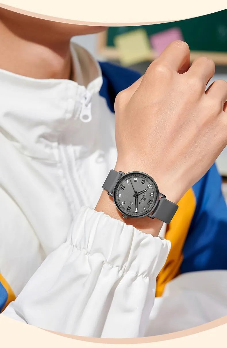 BESTKANG Minimalist Digital Men's Quartz Watch Waterproof Casual Teen Watch Stylish Sports Design Durable Silicone Strap Perfect for Daily Wear Outdoor Activities