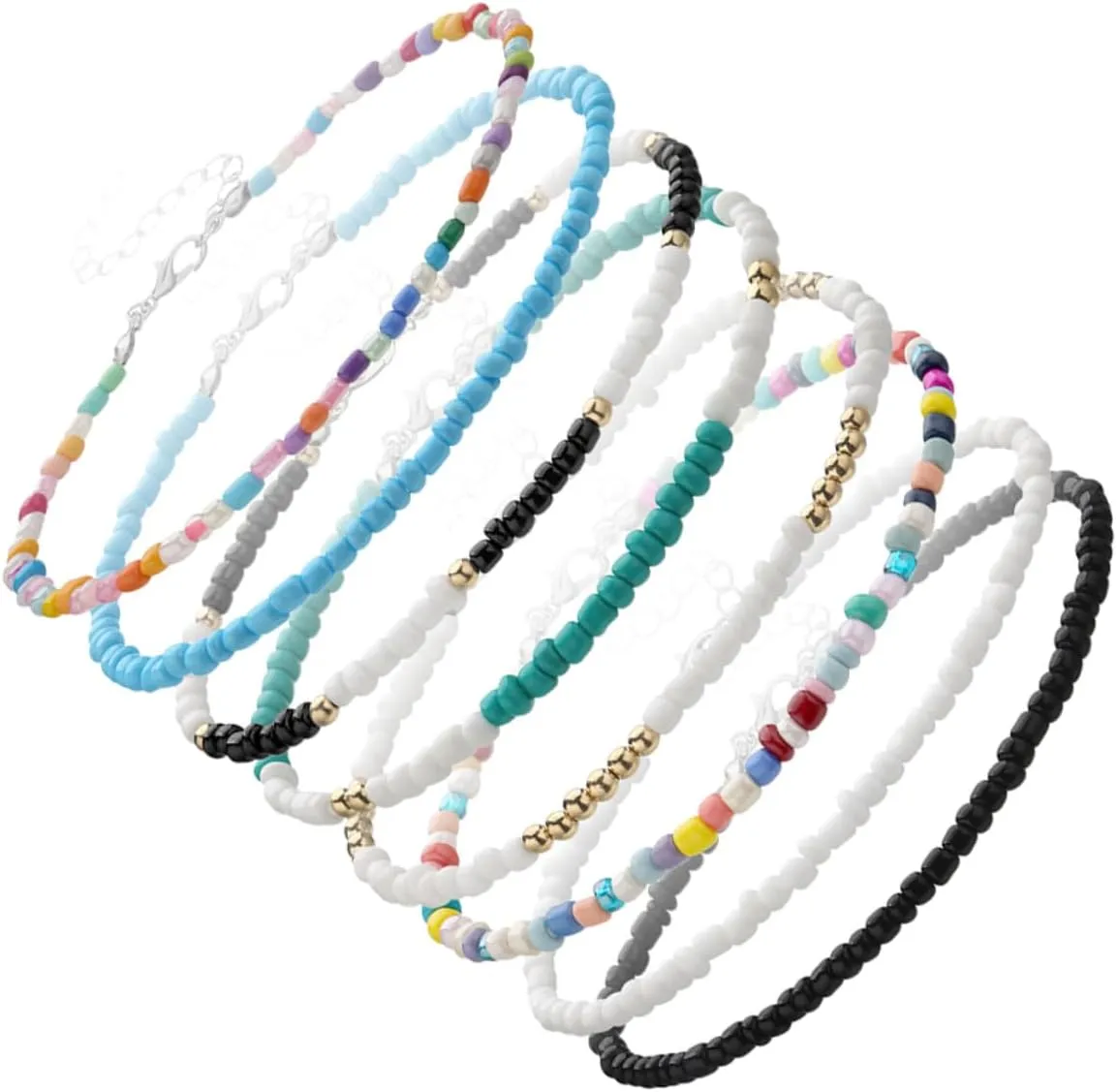 BESTYASH Colorful Rice Bead Anklet Fashionable Ankle Jewelry for Women Beach Accessory
